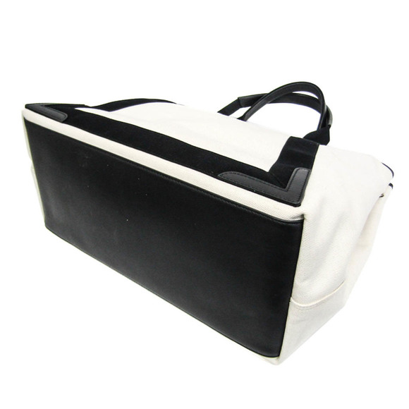 BALENCIAGA Canvas & Leather Handbag Navy Cabas M 339936 Black/Off-white - Picture 2 of 12